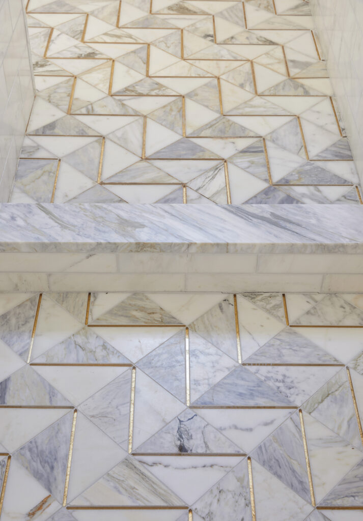 Floor tile with gold grout