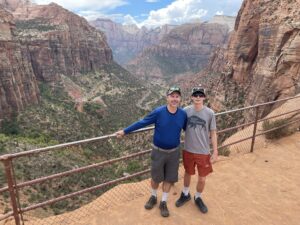 Father and son in Utah national park