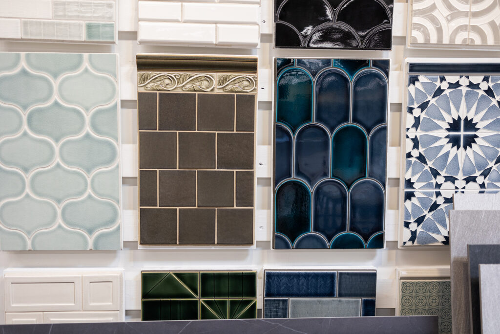 Neutral and blue tile samples