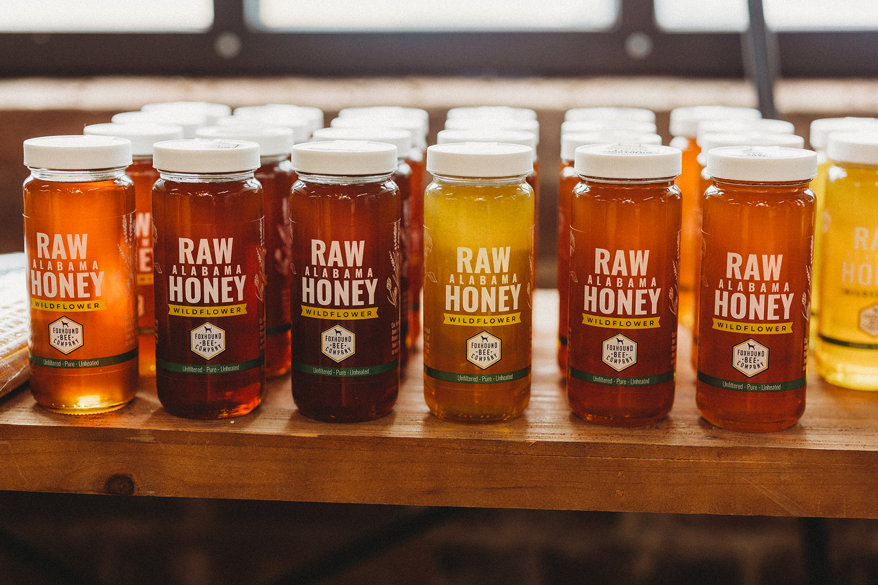 Jars of Fox Hound Bee Company honey