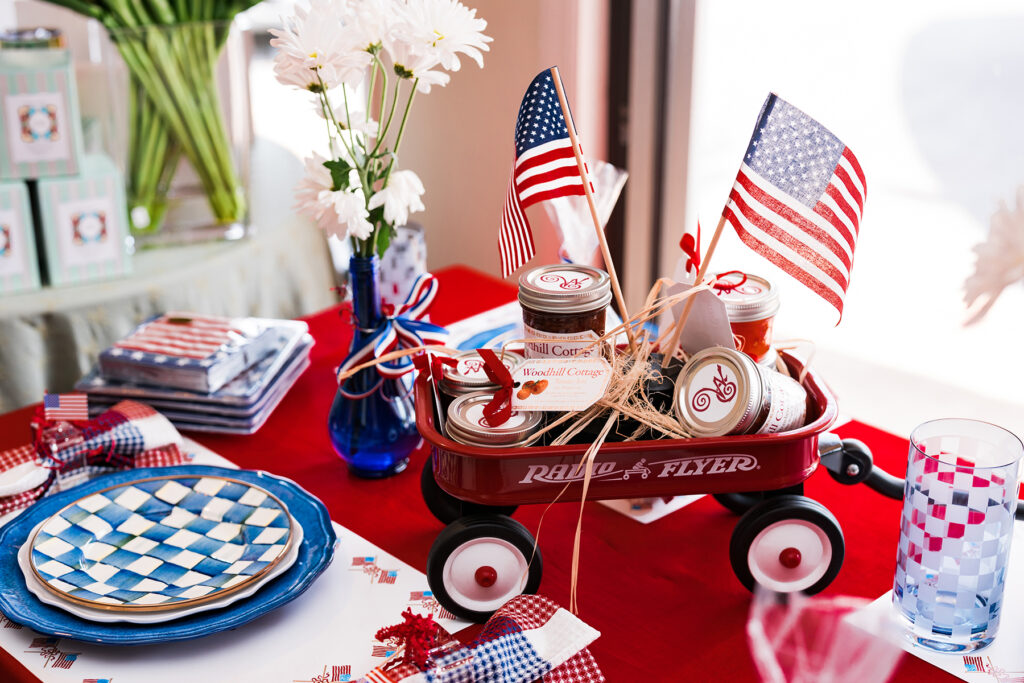 Jams styled in a 4th of July table scape