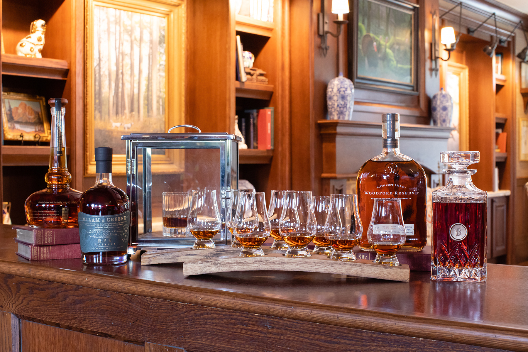 Bourbon taste test set up in Barnsley Resort